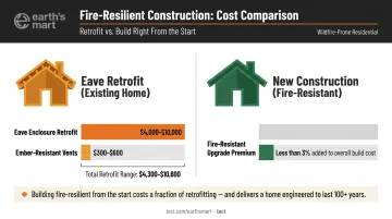 Wildfire eave retrofit cost comparison versus new construction fire-resistant build costs