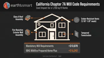California WUI Chapter 7A wildfire-resistant building requirements and added construction costs