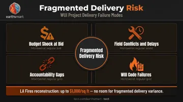 Fragmented construction delivery failure modes and California wildfire rebuild cost risks