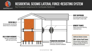 Seismic lateral force resisting system components diagram for residential construction