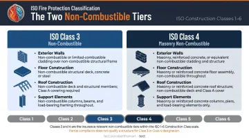 ISO construction classes 3 and 4 comparison non-combustible versus masonry non-combustible