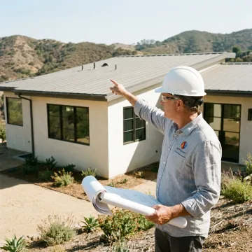 Wildfire-resilient home with defensible space