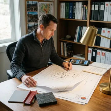 Architect reviewing defensible space plan