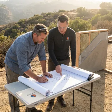Architect and builder reviewing resilient home plans