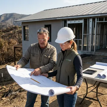 Fire-resilient home rebuild in a hillside neighborhood
