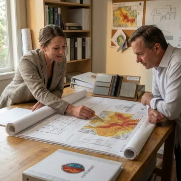 Architect coordinating wildfire-resilient home plans