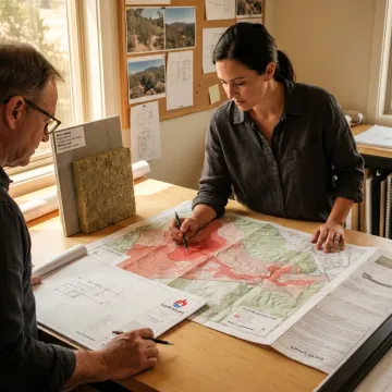 Wildfire hazard map reviewed during resilient home planning