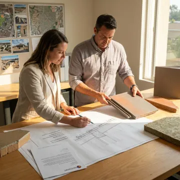 Architect reviewing Class A roof plans