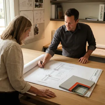 Architect reviewing fire-rated glazing plans