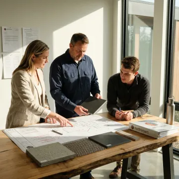 Architect and builder coordinating a resilient home project