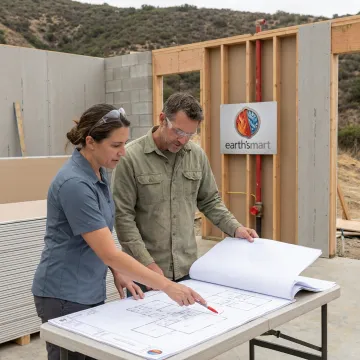 Architect coordinating residential construction plans