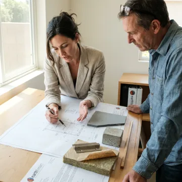 Architect reviewing custom home plans