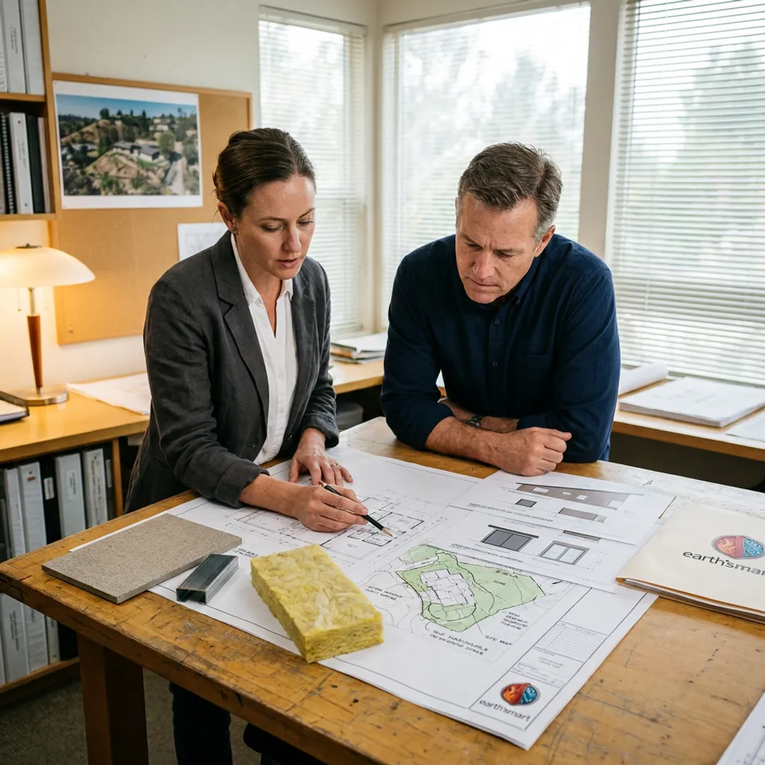 Architect reviewing resilient home plans