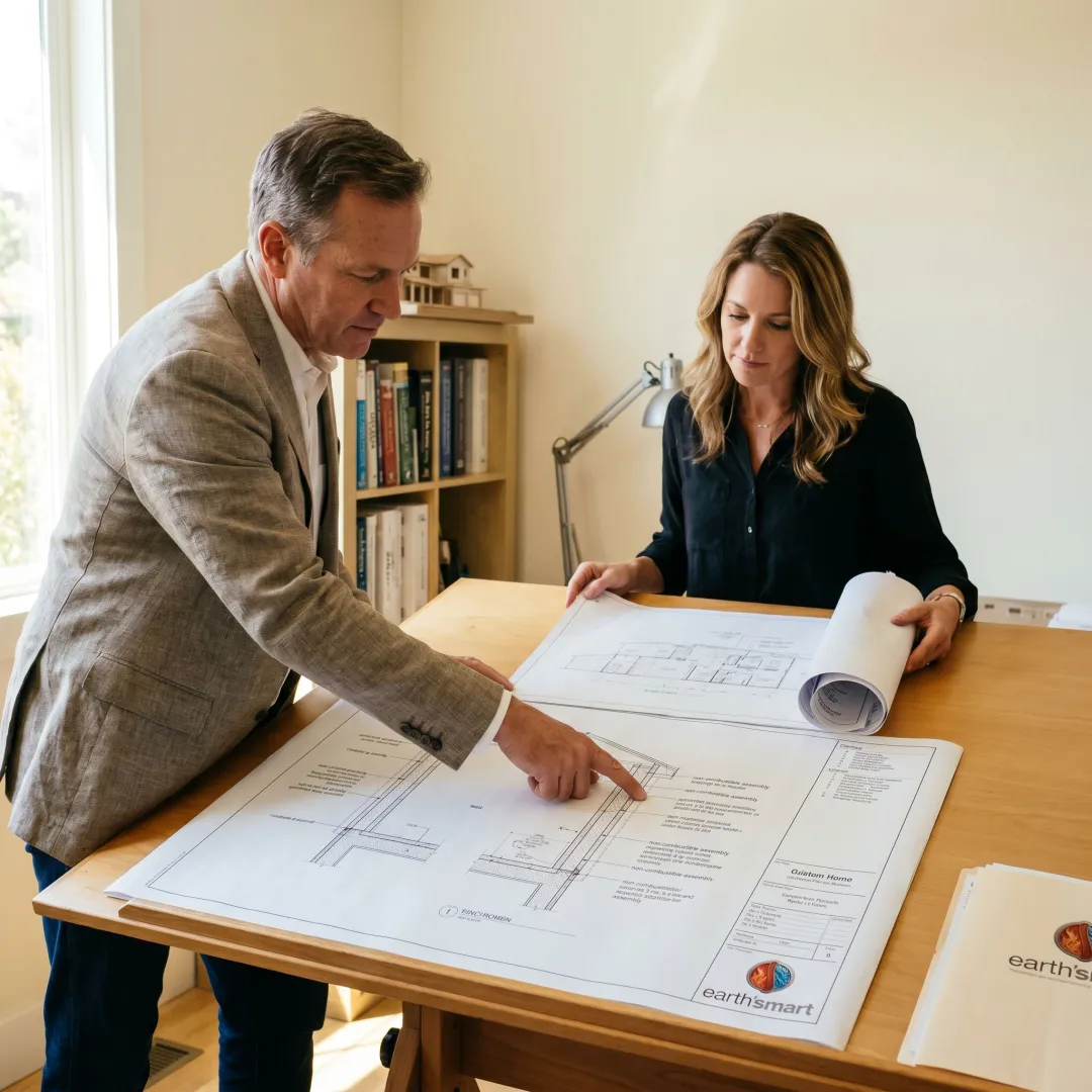 Architect reviewing resilient custom home plans