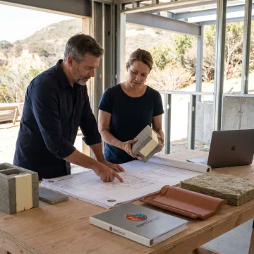 Residential construction consultant reviewing custom home plans