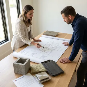 Architect reviewing custom home plans