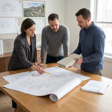 Architect coordinating custom home plans
