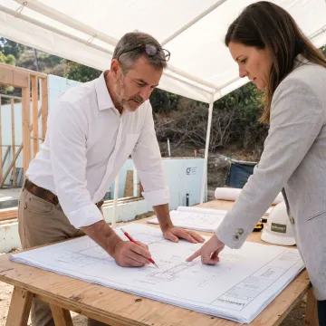 Structural engineer reviewing residential home plans