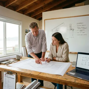 Engineer and architect coordinating residential structural plans