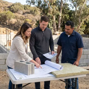 Architect and builder reviewing custom home plans