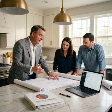 Residential construction consultant reviewing home plans in Raleigh