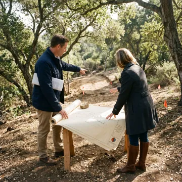 Architect and builder walking a custom home site