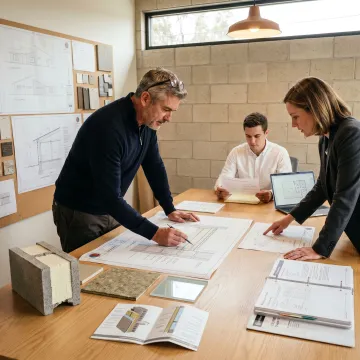 Consultant coordinating building envelope details with project team