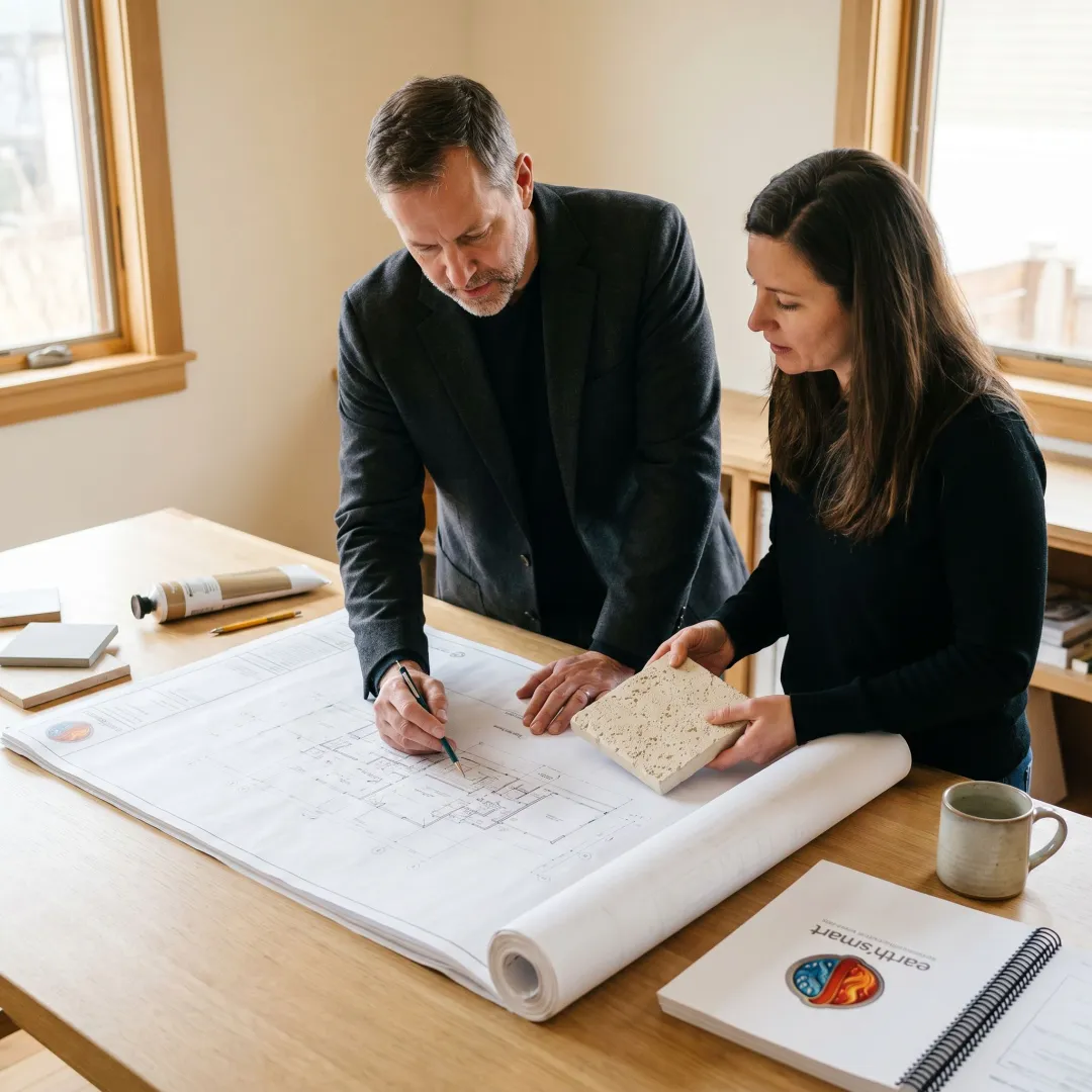 Architect reviewing luxury custom home plans
