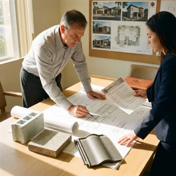 Architect reviewing high performance home plans
