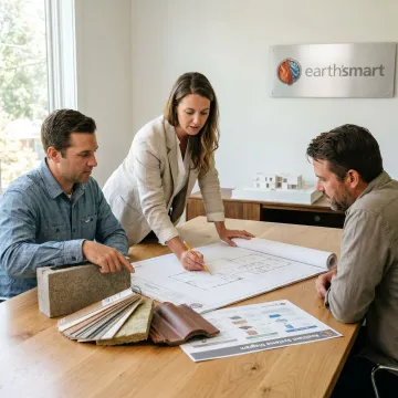Architect and homeowner reviewing luxury home plans