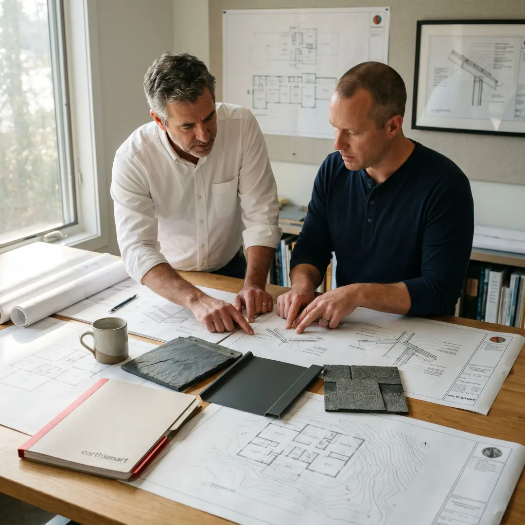 Architect reviewing Class A roof details