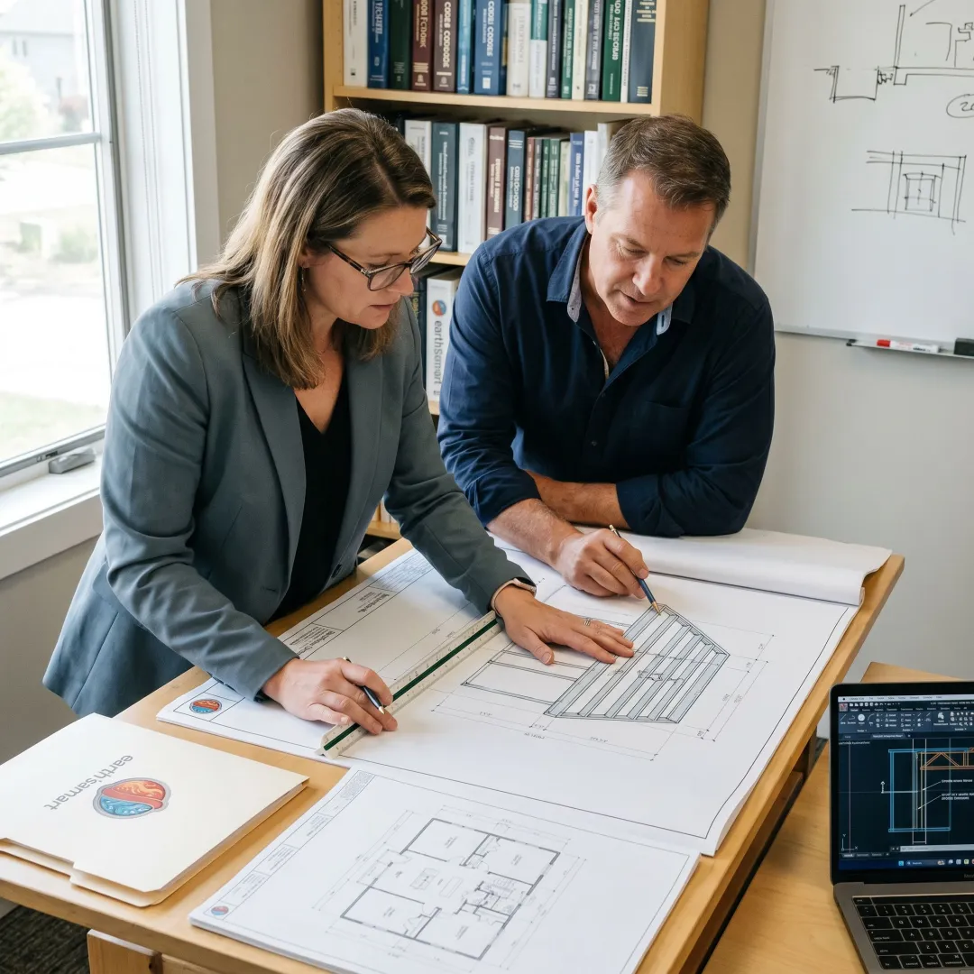 Architect reviewing cold formed steel framing plans