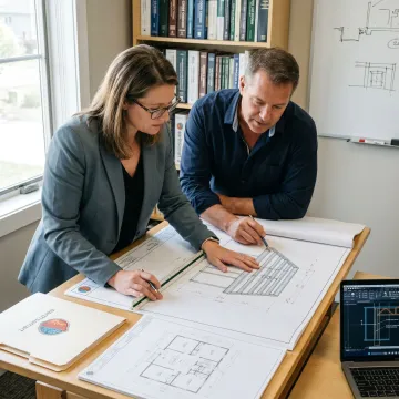 Architect reviewing cold formed steel framing plans