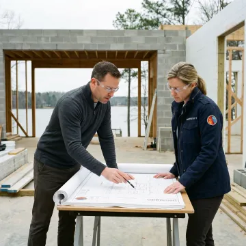 Modern Lake Lanier custom home under construction