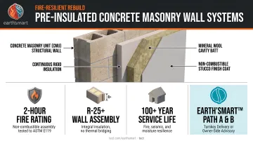 Tect fire-resilient rebuild project using pre-insulated concrete masonry wall systems