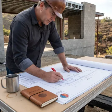 Architect reviewing fire-rated window assembly details