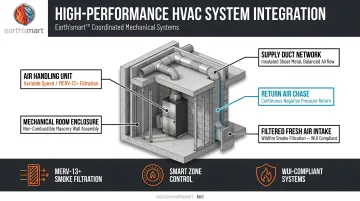 Residential HVAC system installation showing ductwork and mechanical equipment in home