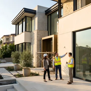 Construction consultant coordinating custom home project plans