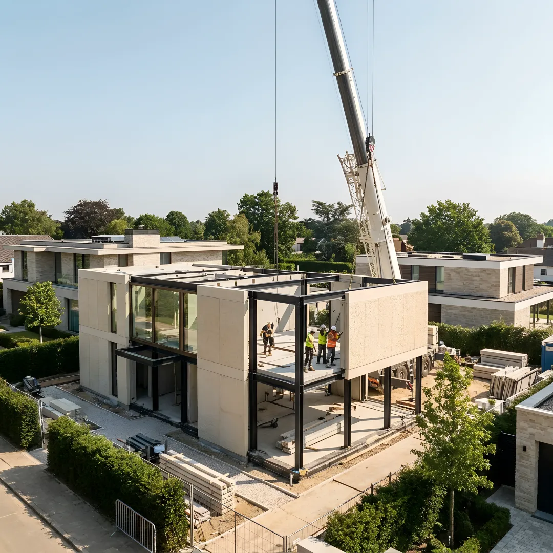 Architect and builders reviewing luxury home plans