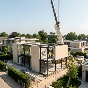 Architect and builders reviewing luxury home plans