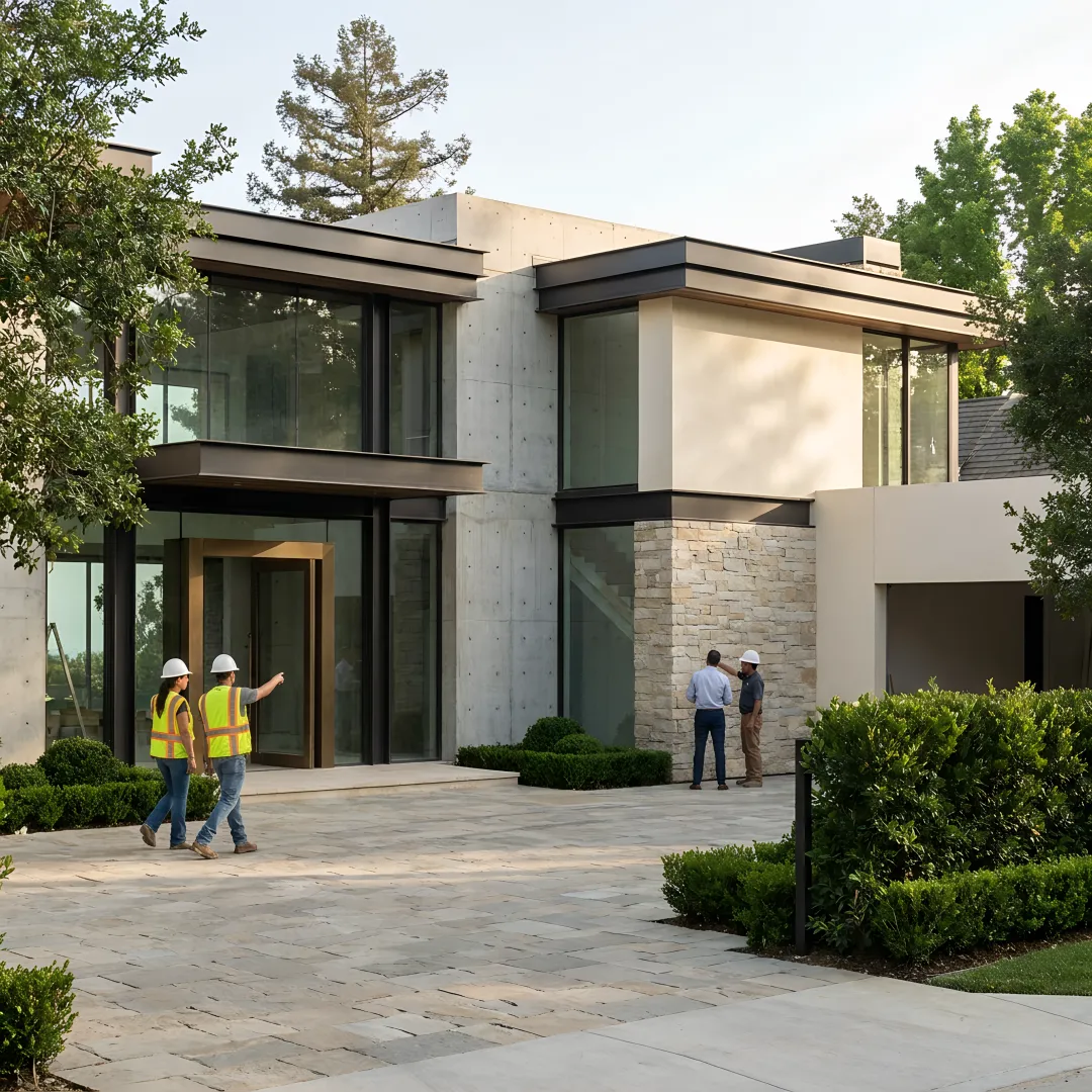 Architect and builder reviewing custom home plans