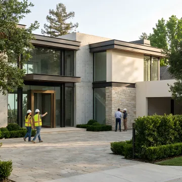 Architect and builder reviewing custom home plans