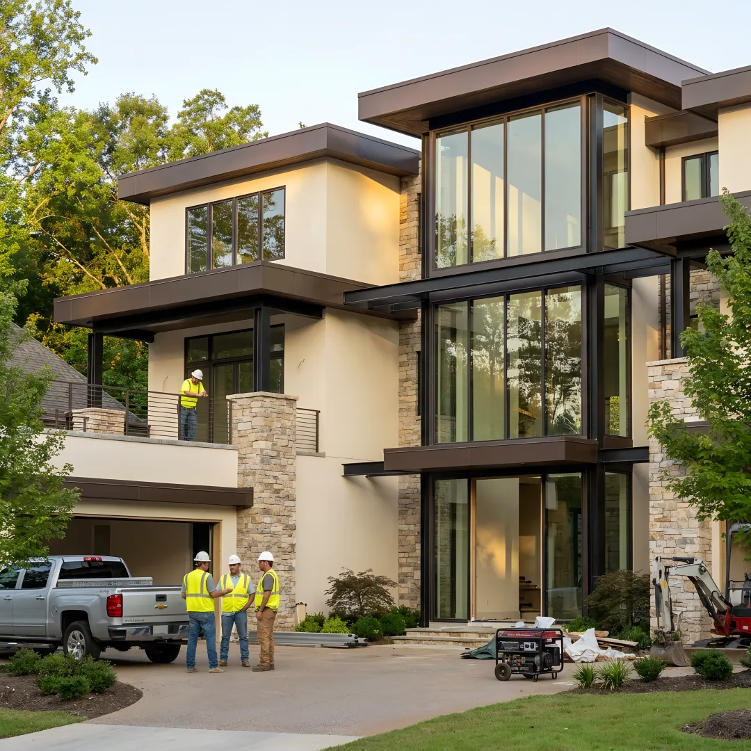 Design-build contractor coordinating plans on site