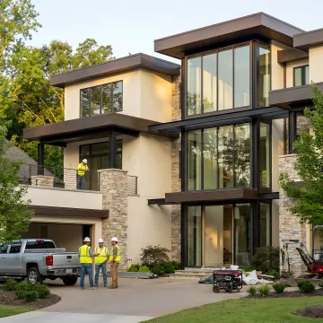 Design-build contractor coordinating plans on site
