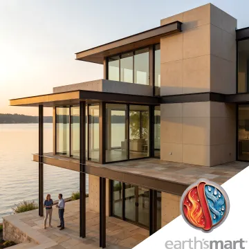Architect reviewing custom home plans for a lakefront project
