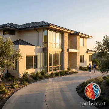 Architect reviewing wildfire-resilient home plans with a homeowner