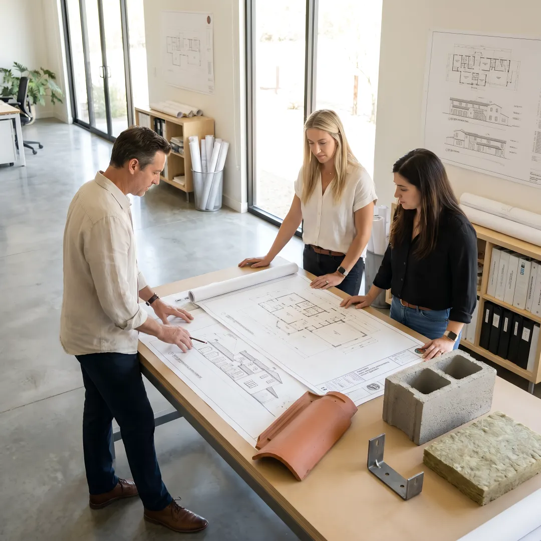 Architect and builder coordinating a resilient home project