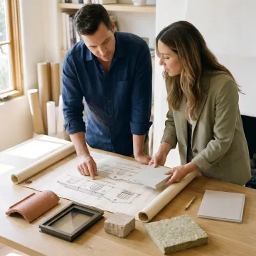 Architect reviewing custom home plans