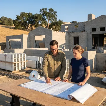 Architect coordinating custom home plans