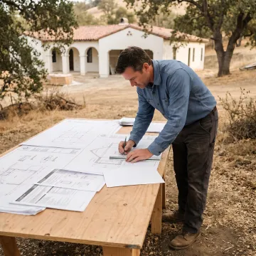 Architect reviewing fire-rated window assembly details